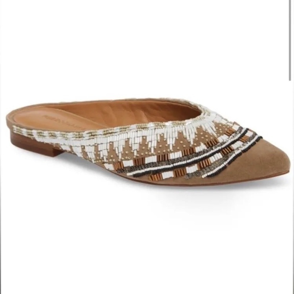Rebecca Minkoff Shoes Women’s 7 Leather Beaded Flats Roxane Mule Aztec